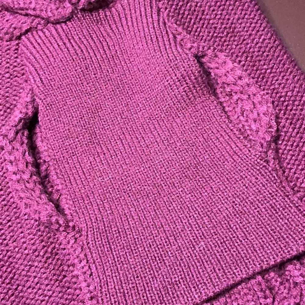 Cozy Cable Knit Dog Sweater in Plum - Picture 7 of 9